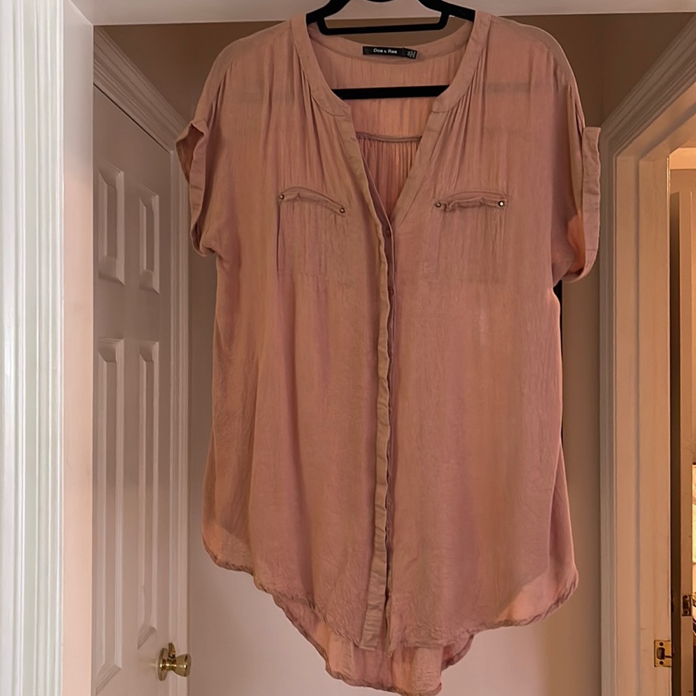 Doe & Rae button down top in rose gold
